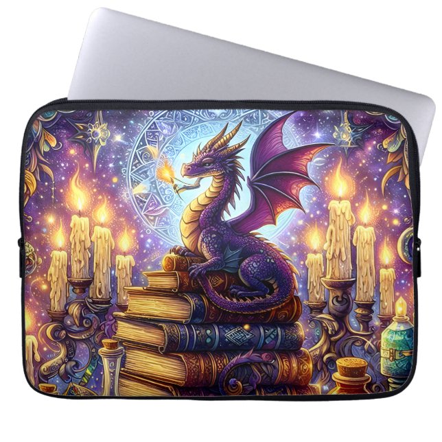 Capa Para Notebook Mystical Dragon Wizard Books (Frente)