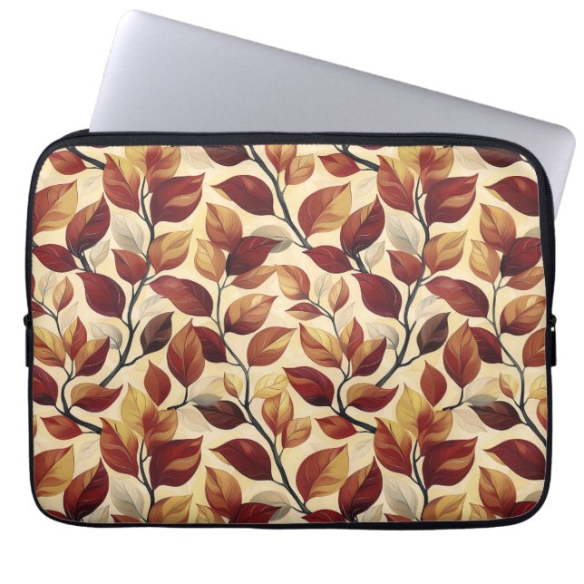 Capa Para Notebook Na moda Brown Beige Autumn Leaves (Frente)