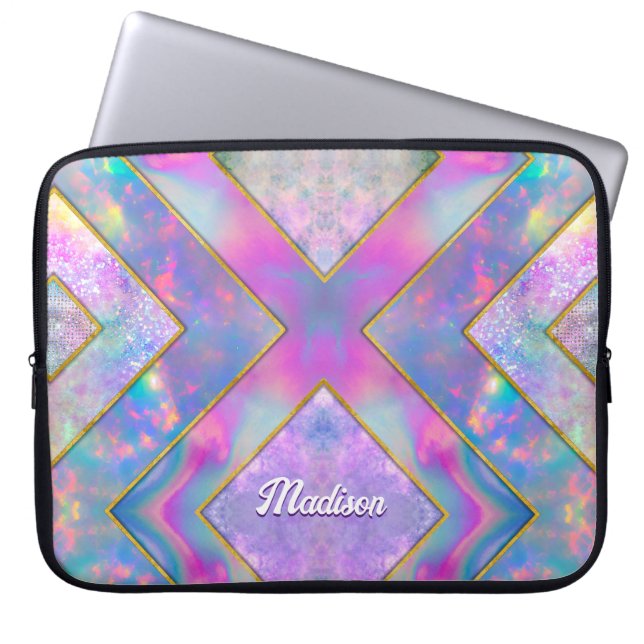 Capa Para Notebook Na moda cor-de-rosa-menina holográfica (Frente)