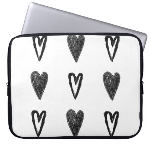Capa Para Notebook Na moda gráfico com corações. Blac