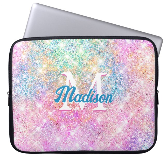 Capa Para Notebook Na moda iridescente brilho falso unicórnio rosa ro (Frente)