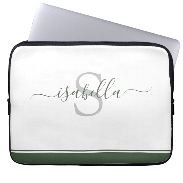 Capa Para Notebook Na moda Moderno Simples Monograma Evergreen (Frente)