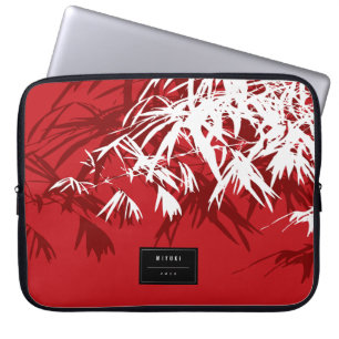 Capa Para Notebook Na moda Oriental Moderno Zen Vermelho Folhas de Ba