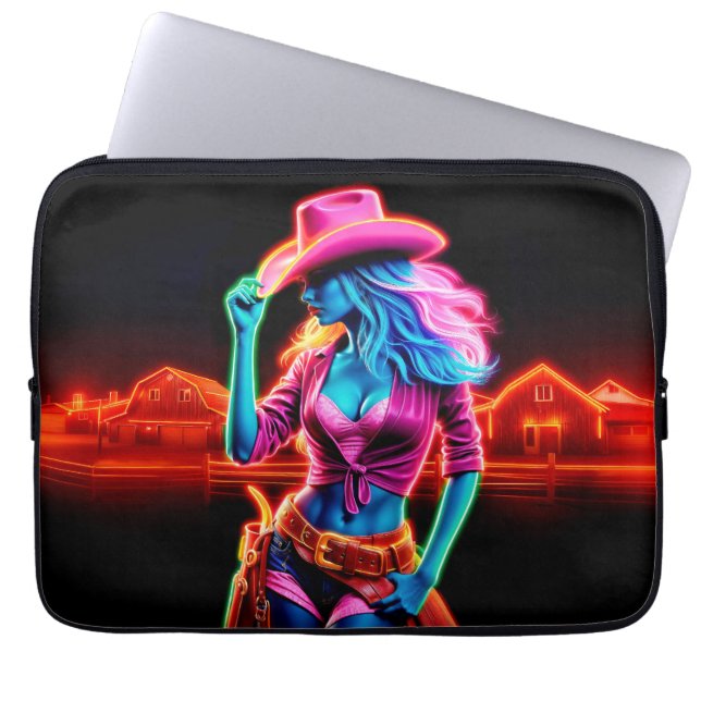 Capa Para Notebook Na moda vibrante cowgirl com iluminação retroativa (Frente)