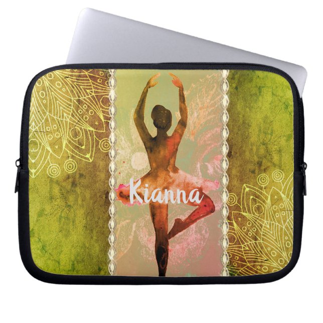 Capa Para Notebook Na moda Watercolor Ballerina Personalizada (Frente)