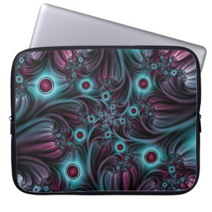 Capa Para Notebook Na Profundidade da Arte Fractal Abstrato Azul Cor-