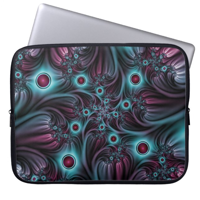 Capa Para Notebook Na Profundidade da Arte Fractal Abstrato Azul Cor- (Frente)