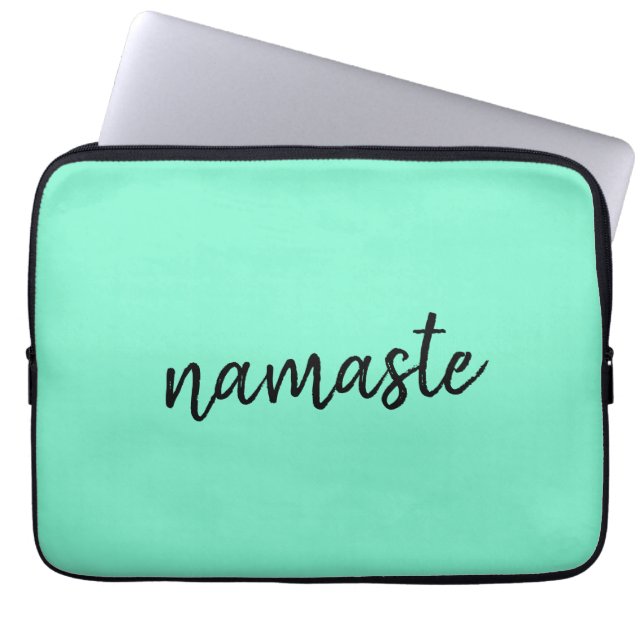 Capa Para Notebook Namaste | Neo Mint Green Yoga Espiritual (Frente)