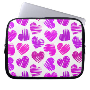 Capa Para Notebook Namorados de Corações Roxo e Rosa Modernos