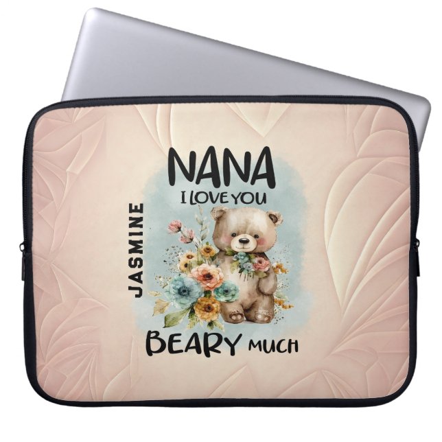 Capa Para Notebook Nana I Love You Beary Muita - Nome Personalizado (Frente)