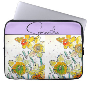 Capa Para Notebook Narciso Amarelo Aquarela Narcisos Floral Flor