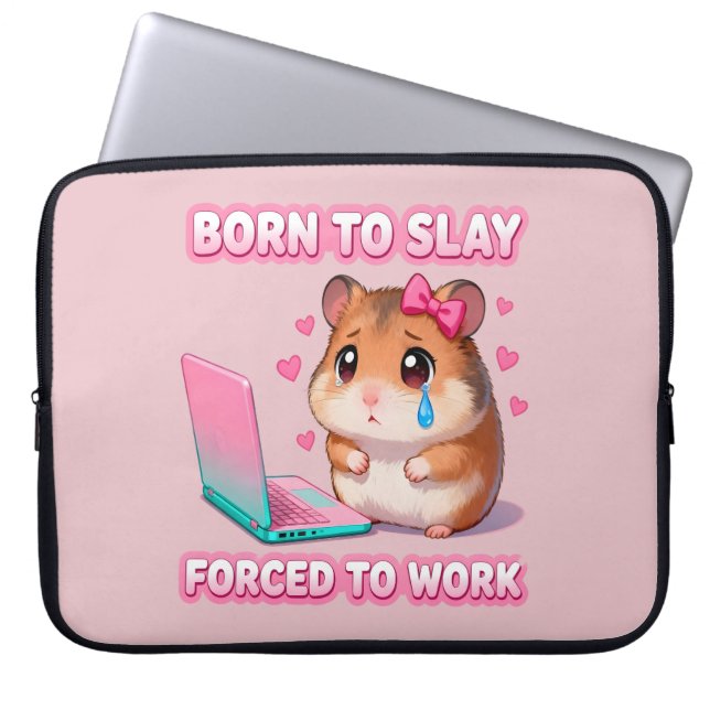 Capa Para Notebook Nascido Para Destruir Forçado a Trabalhar Meme de  (Frente)