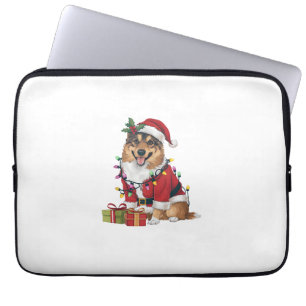 Capa Para Notebook Natal do Cão de Elkhound Papais noeis de Iluminaçã