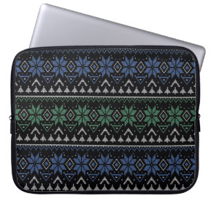 Capa Para Notebook Natal, Escandinavo, padrão de malha, preto
