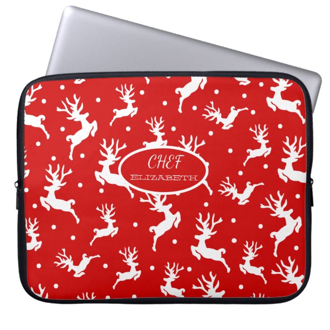 Capa Para Notebook Natal Feliz Rena Vermelha Feriado (Frente)