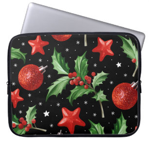 Capa Para Notebook Natal Holly Snow Stars Sem Perfeições