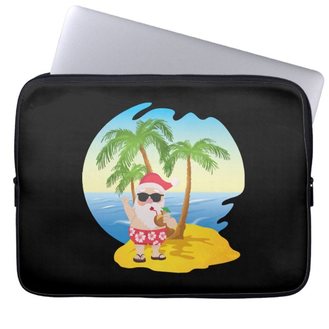 Capa Para Notebook Natal Tropical Beach Encantado Papai Noel (Frente)