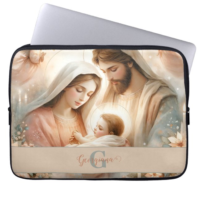 Capa Para Notebook Natividade Bebê Jesus Cristo Floral Personalizado (Frente)