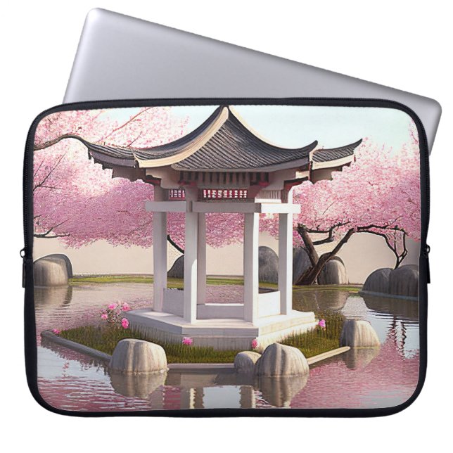 Capa Para Notebook Nature Beauura Cherry Blossom Garden View (Frente)