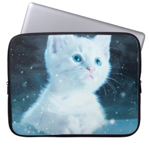 Capa Para Notebook Natureza animal da arte da neve gatinho de gato