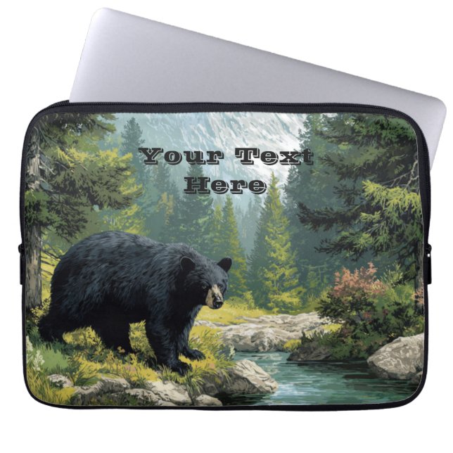 Capa Para Notebook Natureza do Urso Preto (Frente)