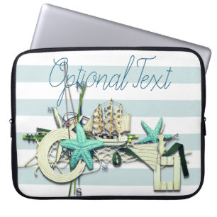 Capa Para Notebook Náutico, rede de pesca e navio alto