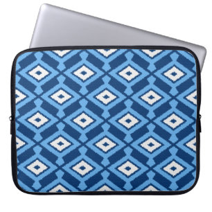 Capa Para Notebook Navajo Ikat Pattern, Indigo e Denim Blue