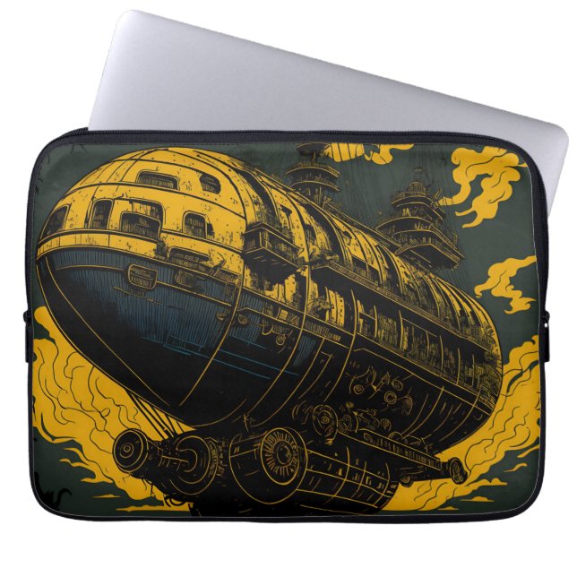Capa Para Notebook nave majestosa Steampunk - Elegância retrô (Frente)
