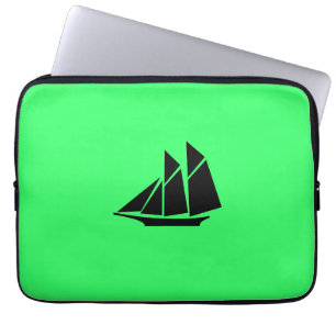 Capa Para Notebook Navio de Clipper Oceano Brilho_Preto-em-Verde
