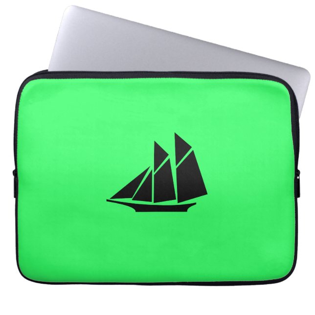 Capa Para Notebook Navio de Clipper Oceano Brilho_Preto-em-Verde (Frente)