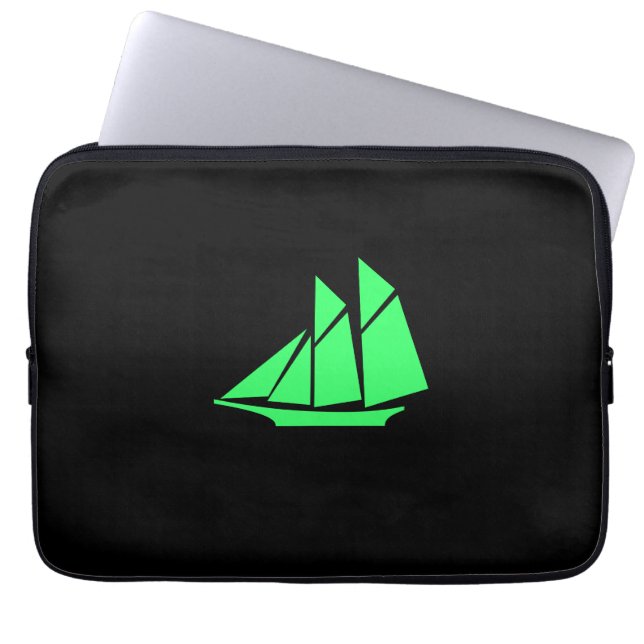 Capa Para Notebook Navio de Clipper Oceano Brilho_Verde-em-Preto (Frente)