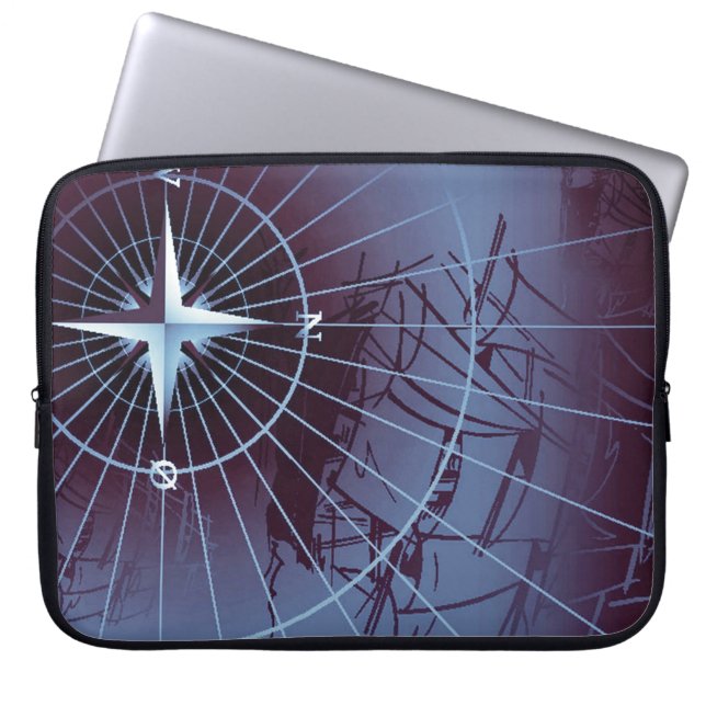 Capa Para Notebook Navios de navigação náuticos da meia-noite do (Frente)