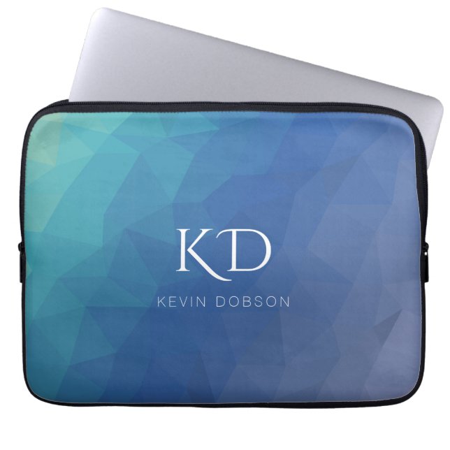Capa Para Notebook Navy Blue Monogram and Name Simple (Frente)