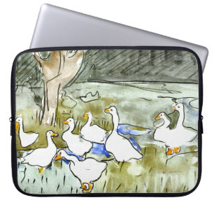 Capa Para Notebook Neerlandês Art Nouveau Ducks and Geese