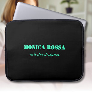 Capa Para Notebook Negra Branca Neon Moderna Simples Profissional