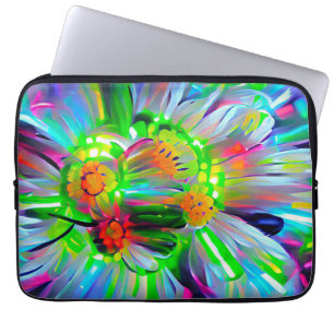 Capa Para Notebook Neon Abstrato Daisies com cores vívidas