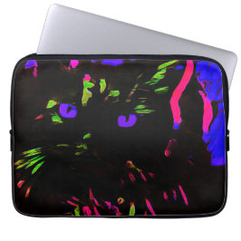 Capa Para Notebook Neon Black Cat com olhos brilhantes
