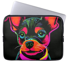 Capa Para Notebook Neon Canine Puppy Art