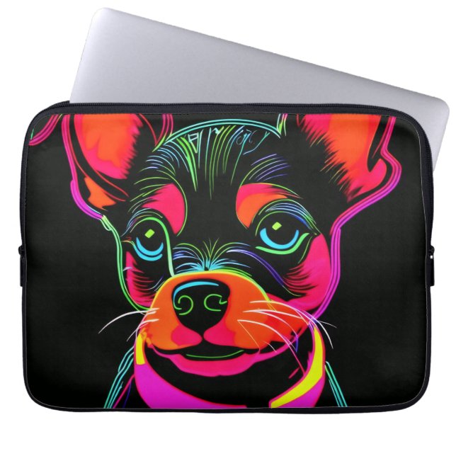 Capa Para Notebook Neon Canine Puppy Art (Frente)