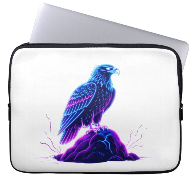 Capa Para Notebook Neon Eagle on Glowing Rock – Cyberpunk Style (Frente)