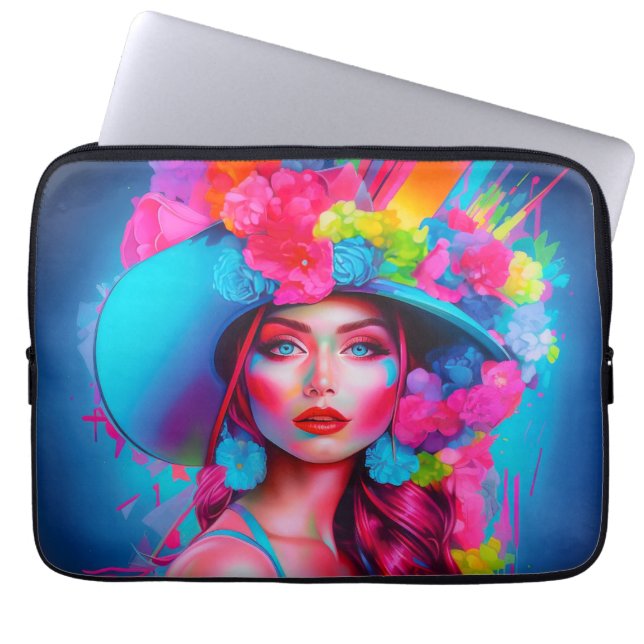Capa Para Notebook Neon Fantasy Floral Retrato (Frente)