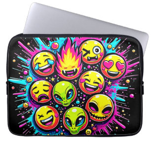 Capa Para Notebook Neon Funky Mistura de Emojis