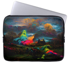 Capa Para Notebook Neon Ghosts em uma paisagem fantasia assombrada