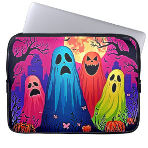 Capa Para Notebook Neon Ghosts Halloween Party Design