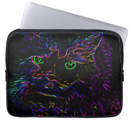 Capa Para Notebook Neon Glow Cat