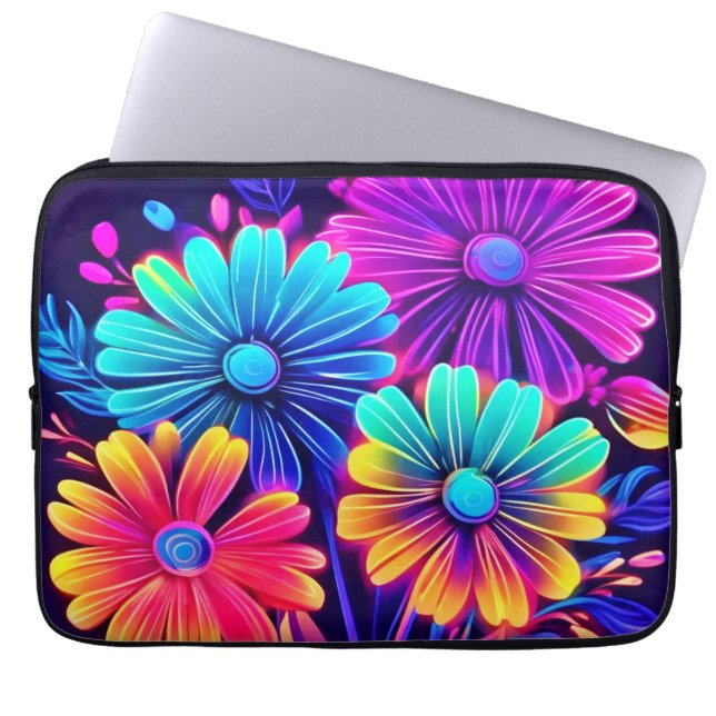 Capa Para Notebook Neon Glow Floral Fantasy Art (Frente)
