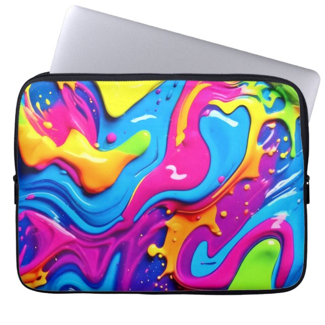 Capa Para Notebook Neon Glow Liquid Splatter Trabalho de arte (Frente)