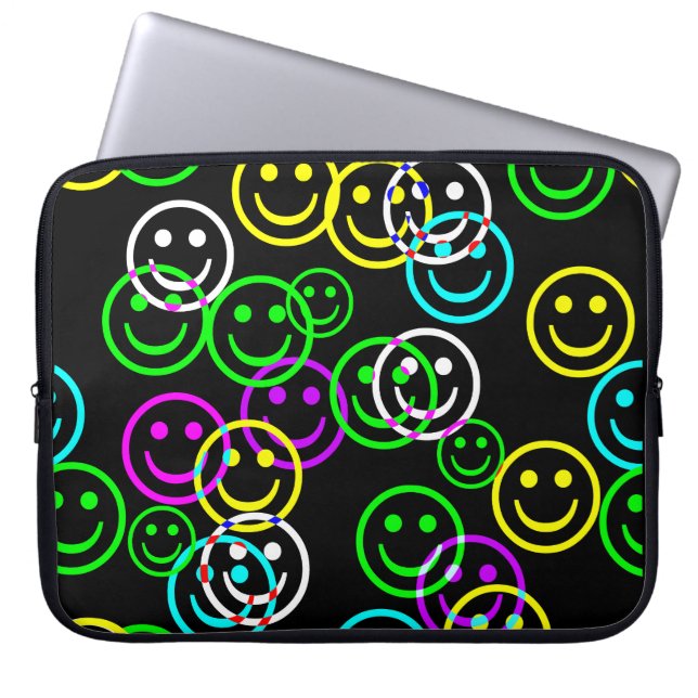 Capa Para Notebook Neon Happy Face Bolsa de laptop (Frente)