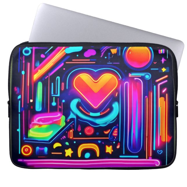 Capa Para Notebook Neon Heart Chaos (Frente)