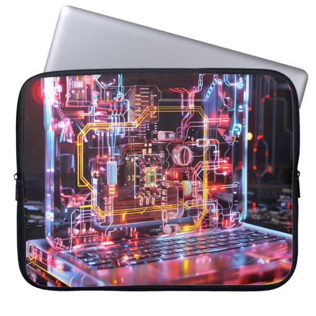 Capa Para Notebook Neon Laptop Circuita Arte Digital (Frente)